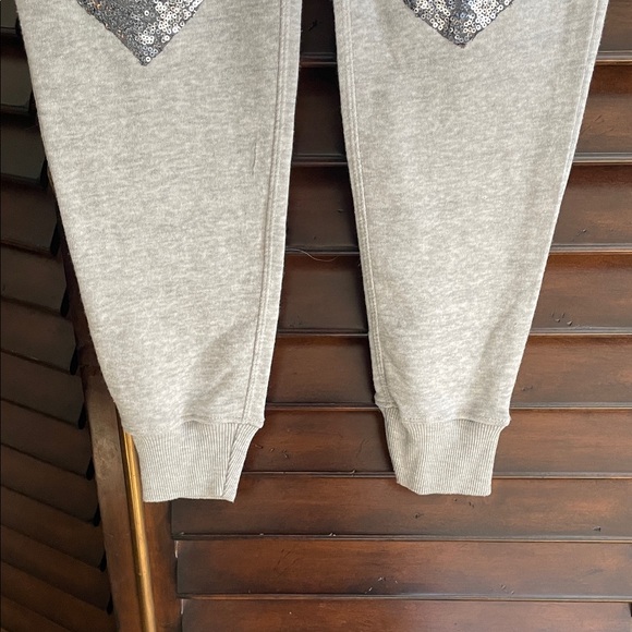 Gray Sequin Heart Joggers with Silver Heart Accents Medium TROO - Picture 3 of 7